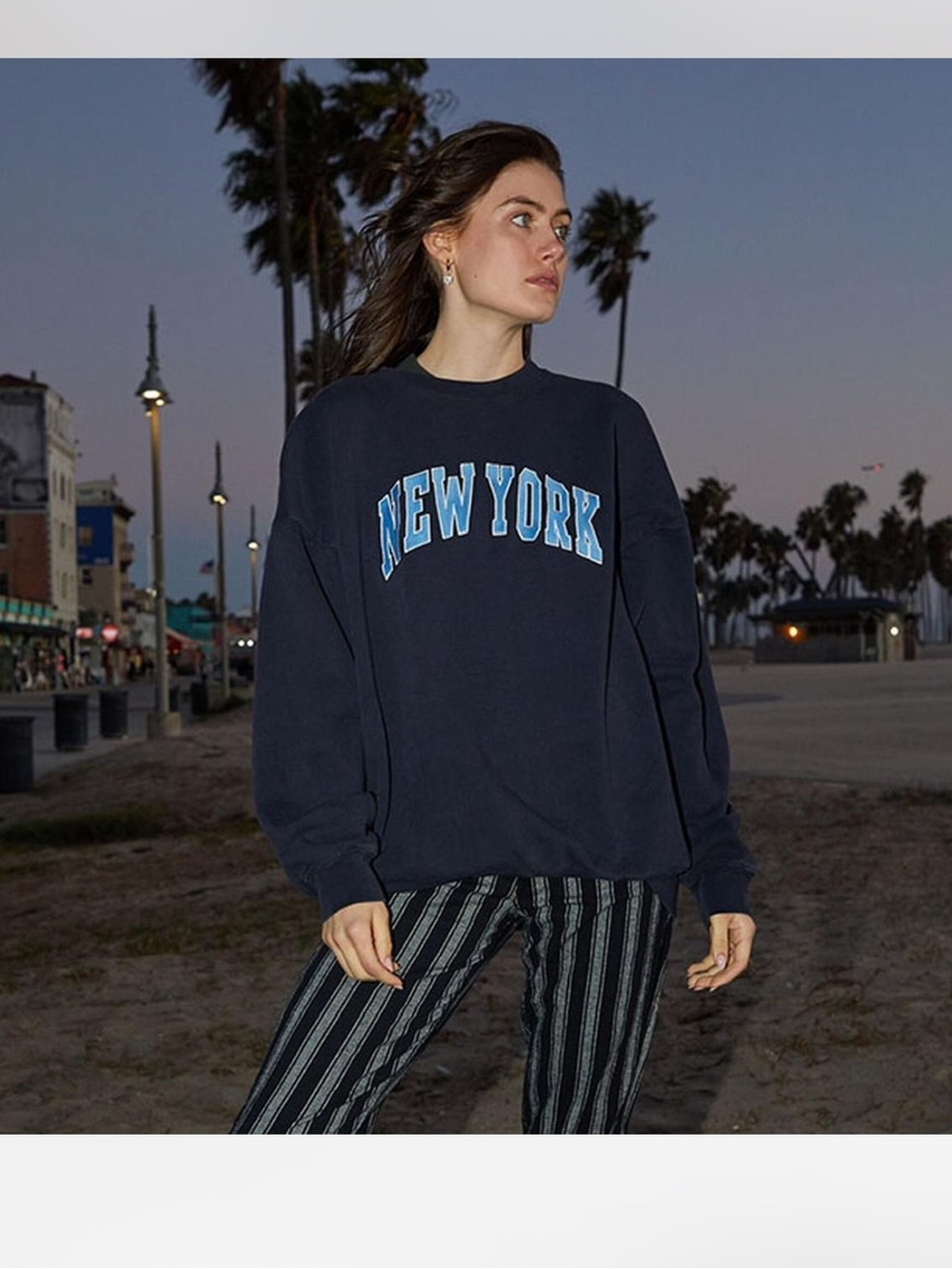 New York front logo navy blue crewneck sweatshirt